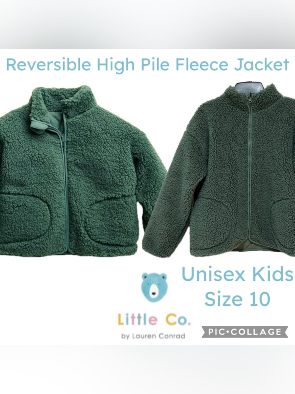 Little Co. by Lauren Conrad Reversible High Pile Fleece Jacket Kids Size 10